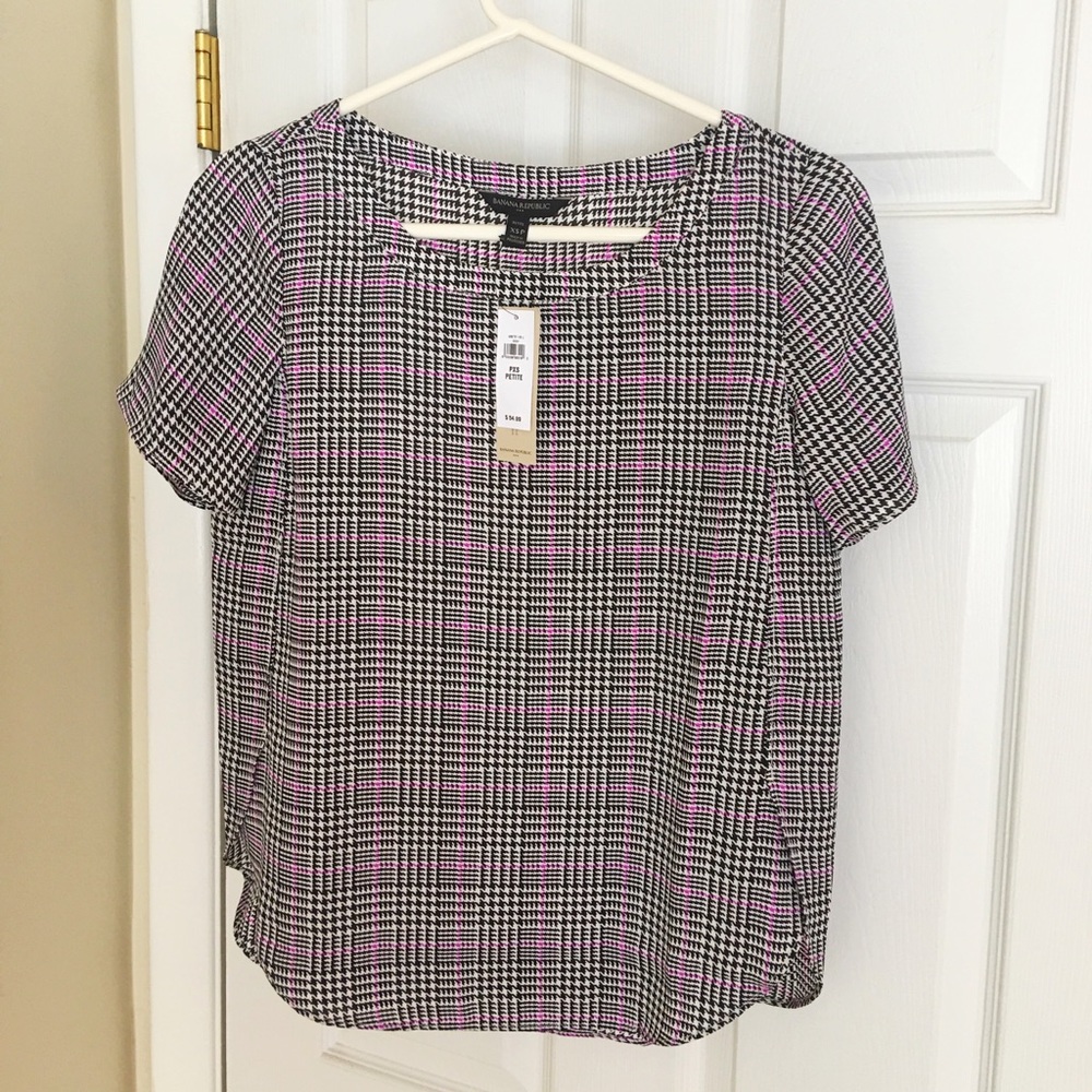 Black,white, & purple plaid blouse Banana Republic